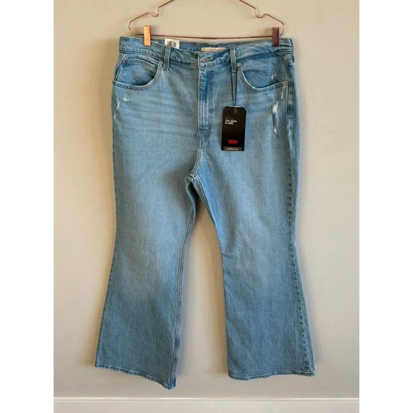 Levi's Premium 702 Mens High Flare Jeans Ultra High Rise Slim Fit Denim Sz 34x32 - Picture 1 of 12
